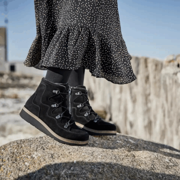 New Feet Boot Zipper/Lace Suede Black Women - Bild 4