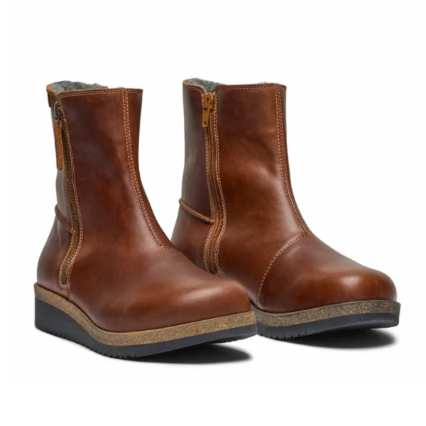 New Feet Boot 2 Zippers Brown Women